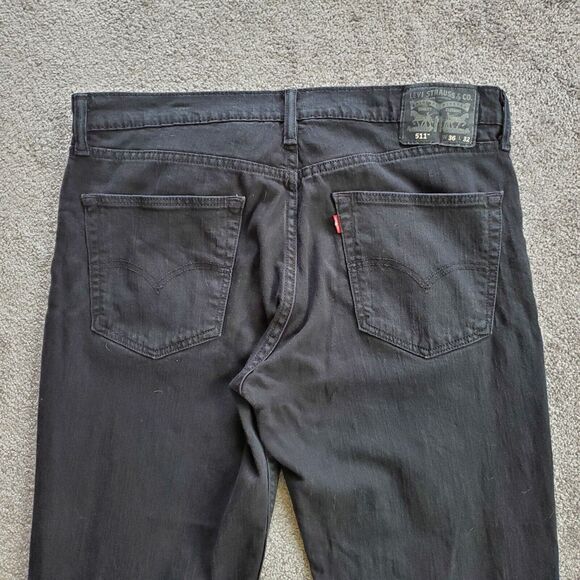 Levis 511 Jeans Mens 36x32 black Slim Straight Stretch Denim - Picture 4 of 14